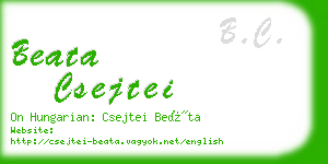 beata csejtei business card